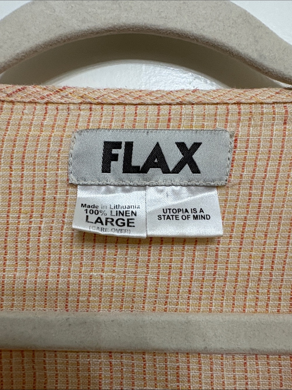 Flax Linen Orange Cardigan Tunic Button Front Top Womens Large L - Picture 2 of 5
